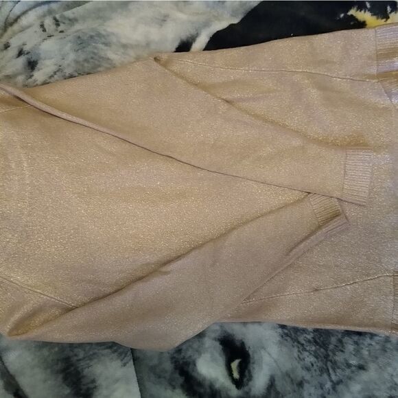 Via Delle Perle Sweater Women's Medium Virgin Wool Metallic Gold Tunic - Picture 3 of 12